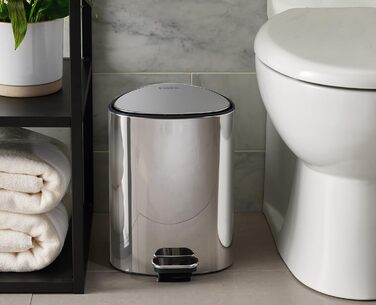 Сміттєвий бак Joseph Joseph EasyStore Luxe 5л з нержавіючої сталі з автоматичним закриттям кришки та змінним внутрішнім відром, для ванної, спальні, офісу