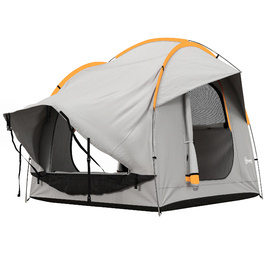 Outsunny Rear Tent Автомобільний купольний намет на 6 осіб з 3 дверима та вікнами, Намет задніх дверей для каравану та позашляховика з поліестеру, світло-сірий
