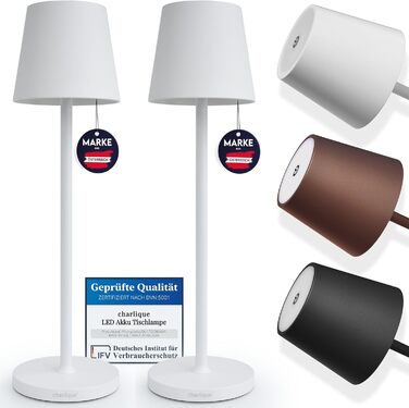 LED-лампа настільна бездротова (2 шт) - світло для вечері біле 38 см - преміум акумуляторна лампа з USB, тепле світло, для дому та вулиці. Білий колір, 2 шт (вигідний пакет)