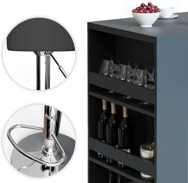 Набір барного столика та табуреток Vicco Bartisch-Set, білий/антрацит, 80 x 57 см (2 табуретки)