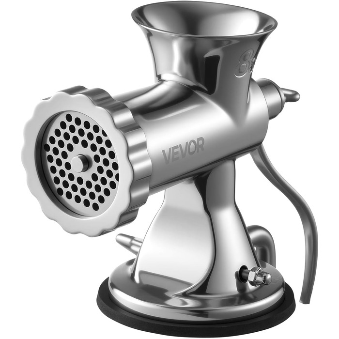 М'ясорубка ручна VEVOR 304 нержавіюча сталь, диски 4.5/8 мм, для фаршу, ковбас, овочів - срібляста