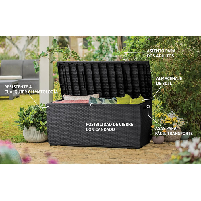 Ящик для зберігання Keter Capri 305л коричневий, водонепроникний, для саду та тераси