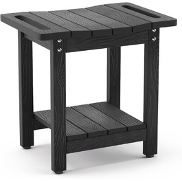 Двомісна лавка для душу LUE BONA HDPS з місцем для зберігання, стійка до води, для гоління ніг, з ручками, для внутрішнього та зовнішнього використання (Чорний)