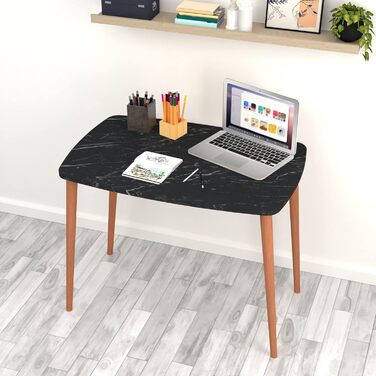 Письмовий стіл Kongsberg Комп'ютерний стіл 70 x 90 x 60 см PC Стіл Робочий стіл для домашнього офісу Офіс (мармур, чорний)