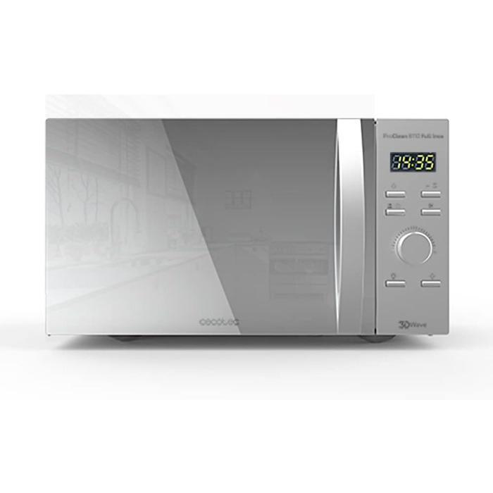 Мікрохвильова піч Cecotec ProClean 3060, 28 л, 700 Вт, Ready2Clean, 6 режимів, 3D Wave, гриль, срібляста