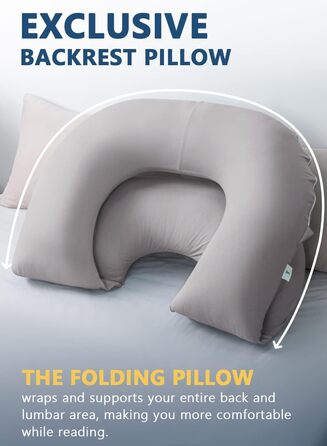 Подушка для читання INSEN: Базова модель, Tencel, світло-сіра, охолоджуюча