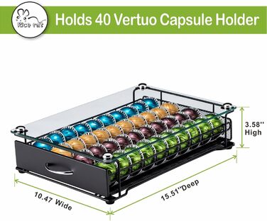 Організатор для капсул Vertuo: підставка для Nespresso з підсвічуванням, для шафи, Vertuoline, 40 капсул (з ручкою)