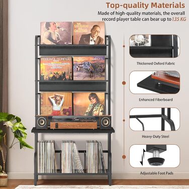 Підставка для програвача та вінілових платівок на 300 альбомів (чорний)