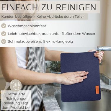 MAHEWA® Преміум комплект килимків для столу з фетру (6 шт.) - антиковзаючі, миючі, для посуду, сірі/коричневі та темно-сині