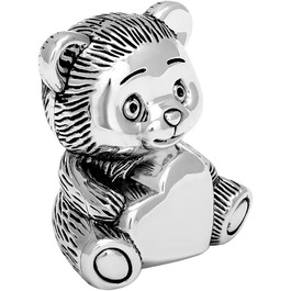 Дизайнерська скарбничка Brillibrum ведмедик з серцем з гравіюванням імені металева скарбничка з посрібленим ведмедиком скарбничка з особистим присвятою скарбничка з гравіюванням до 15 символів