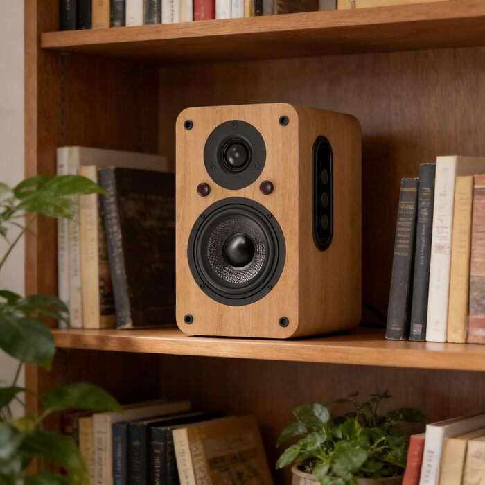 LONPOO LP-42S/LP-42X-YELLOW: Компактні Bluetooth колонки з USB, AUX та виходом для навушників | 30W, 3-дюймовий динамік, дерев'яний корпус