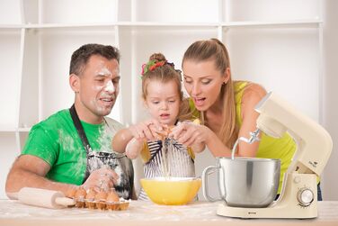 Кухонна машина SENYA 1500 Вт з чашею з нержавіючої сталі 5 л, 10 швидкостей + імпульсний режим, міксер, вінчик, гак в комплекті, захист від бризок з розділювачем яєць, тиха робота