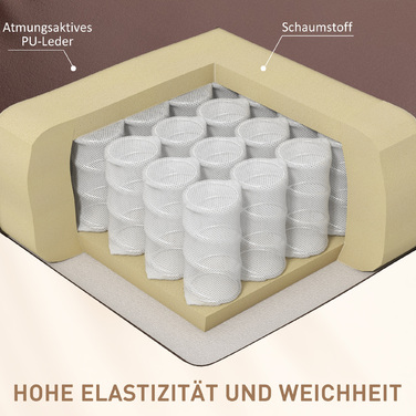 Крісло-масажер з регульованим нахилом та пультом дистанційного керування, розмір 94 x 99 x 99 см, штучна шкіра, колір коричневий.