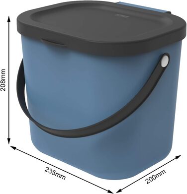 Відро для органічних відходів Rotho Albula 6 л, пластикове, без вмісту BPA, синє/антрацит (23,5 x 20,0 x 20,8 см)