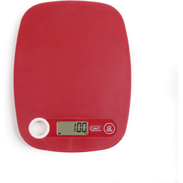 Кухонні ваги Цифрові малі - Цифрові ваги для кухні з функцією тари - Цифрові побутові ваги РК-дисплей - Електронні ваги Ультратонкі до 5 кг Червоний - Працює від батарейок