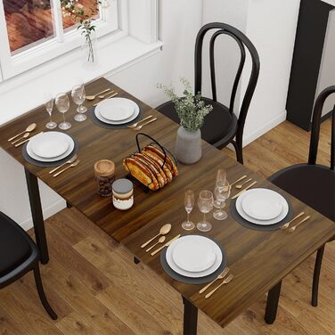 Розсувний стіл Artethys 105/150x70 см - індустріальний обідній стіл для кухні, вітальні, їдальні. Прямокутна стільниця, дерев'яний стіл на металевих ніжках, на 4-6 осіб