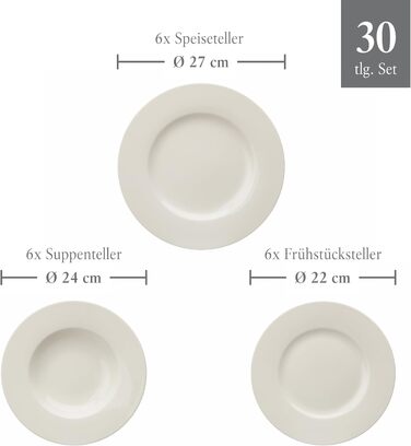 Від Villeroy & Boch Basic White 12 шт. Столовий сервіз, порцеляна преміум-класу, можна мити в посудомийній машині