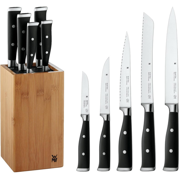 Набір ножів WMF Grand Class 6-частинний з бруском, нержавіюча сталь, Made in Germany