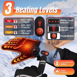 Обогріваючі рукавички Youtelit для жінок та чоловіків, 7.4V, 6400mAh, акумуляторні, 3 режими нагріву, водонепроникні, сенсорні, для мото, гірськолижного спорту, альпінізму, туризму, універсальний розмір (M)