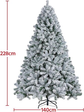 Штучна ялинка Yaheetech зі снігом 183 см (діаметр 120 см), 820 гілок, з металевим підставкою, швидкий монтаж, складана ялинка для дому
