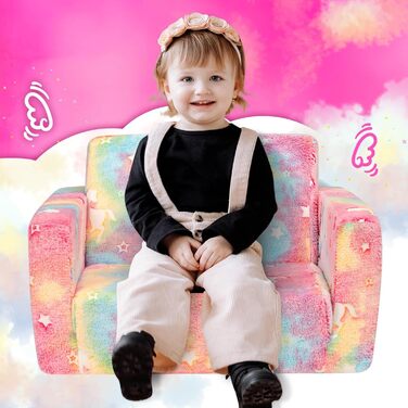 Дитяче розкладне диван-крісло BEJOY 2 в 1, Sherpa, з єдинорогами, для дитячої кімнати, подарунок на день народження, для дівчаток та хлопчиків