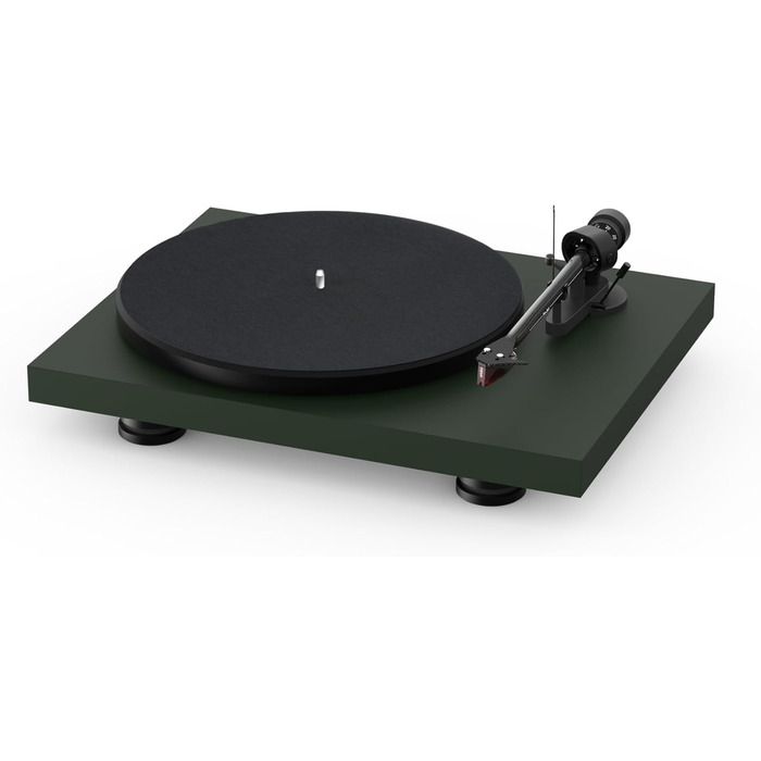 Програвач вінілу Pro-Ject Debut Carbon EVO з карбоновим тонармом, електронним перемикачем швидкостей і встановленою голівкою Ortofon 2M Red, сатиновий темно-зелений