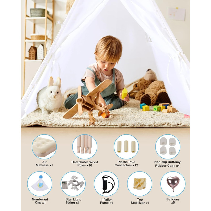 Дитяче намет-типі Heypappy з батутом, гірляндою та кульками - ігровий домік для дівчаток та хлопчиків (рожевий, білий)