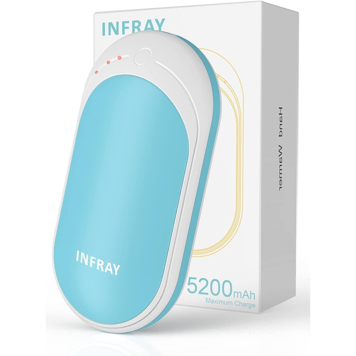 Infray грілка для рук USB, акумулятор 5200mAh, електрична грілка для рук з двостороннім нагрівом, синій - ідеальний подарунок на зиму для жінок та чоловіків