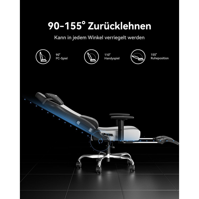 Ігровий крісло AutoFull C3: ергономічний дизайн, 2D підлокітники, підставка для ніг, подушки для голови та попереку, чорно-білий матеріал, 150 кг, комфортний