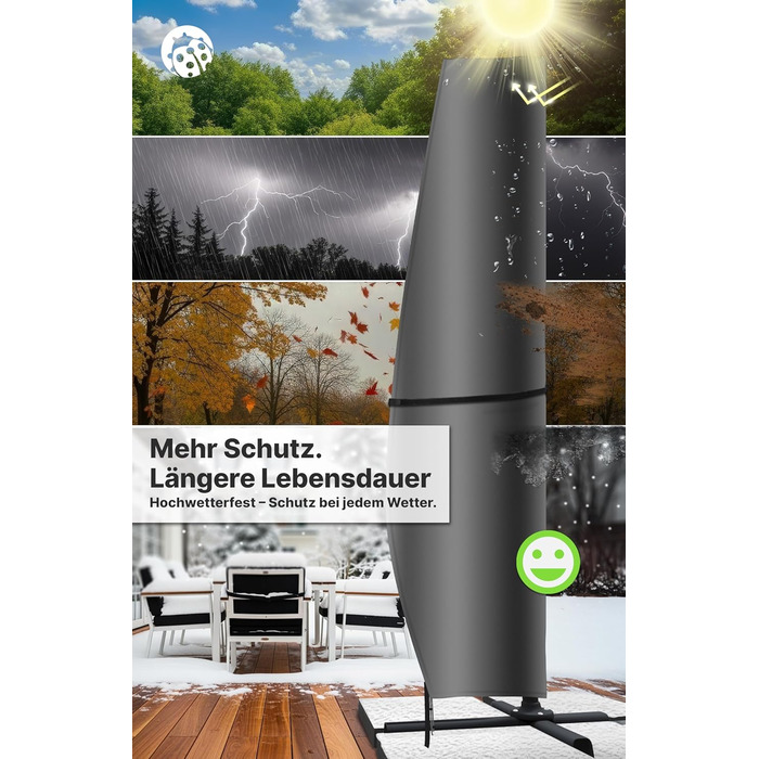 Чохол для парасольки Menz, 2-4 м, 420D Oxford, водонепроникний, UV-стійкий, вітростійкий, для саду (Антрацит, 265x40/70/50 см)