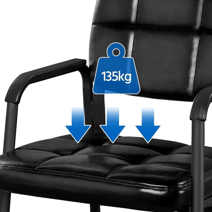 Крісла для гостей Yaheetech - 2 шт., чорні, з підлокітниками та спинкою, для вітальні, конференц-залу, їдальні, штучна шкіра, 58 x 60 x 85 см