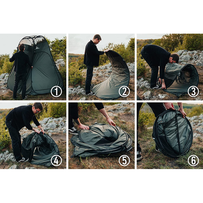 Намет Wanderfalke® XL Pop Up, роздягальня, туалет, душ 120x120x210 см для відпочинку на природі, кемпінгу, риболовлі, пляжу, з сумкою (Хвойний зелений)