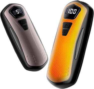 Електричні грілки для рук 2 шт. з акумулятором 6000mAh, 5 режимів нагріву, USB, для кемпінгу та активного відпочинку, подарунок для жінок та чоловіків (Золотий)