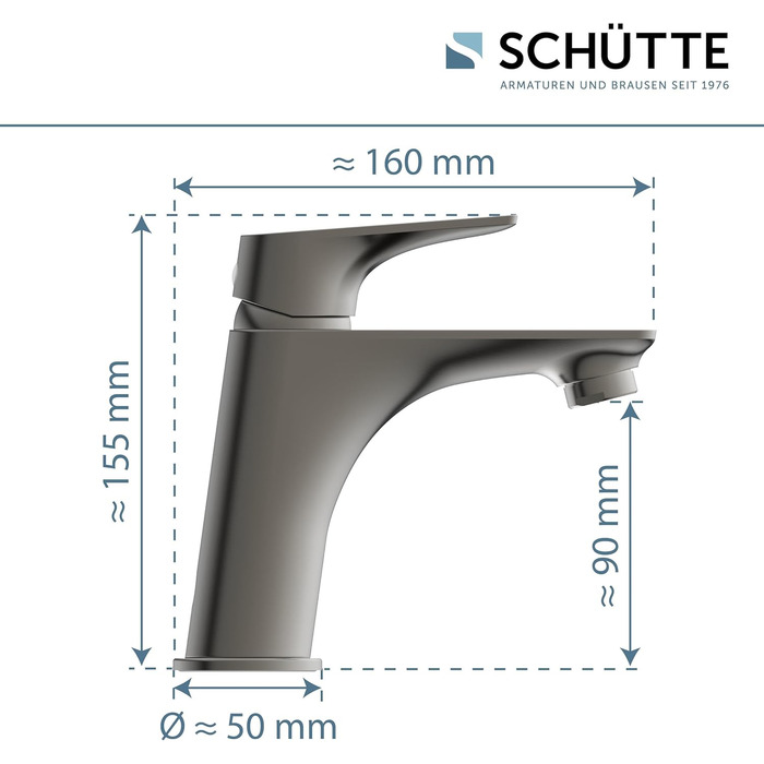 Змішувач для ванної кімнати SCHÜTTE BOSTON - однозахватна модель з нержавіючої сталі (графіт)