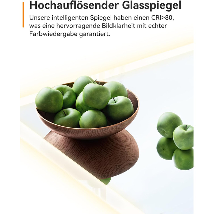 Дзеркало для ванної кімнати HOROW круглої форми з підсвічуванням, 80 см, LED, регулювання кольору світла (холодне, тепле, нейтральне), диммування, антизапар, без рами, IP44, енергозберігаюче (60x60 см)