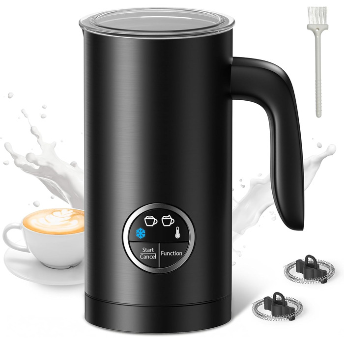 Електричний спінювач молока PARIS RHÔNE 4-в-1, 300 мл, індукція, антипригарне покриття, бездротовий, для гарячого та холодного молока (чорний)