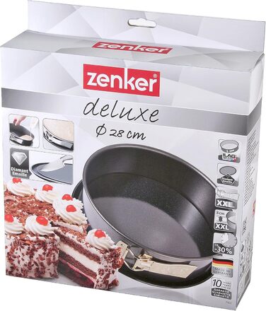 Форма для випічки Zenker Springform Deluxe з кришкою, діаметр Ø, з емальованим дном, для сочних тортиків на винос (колір: чорний металік), 1 шт.