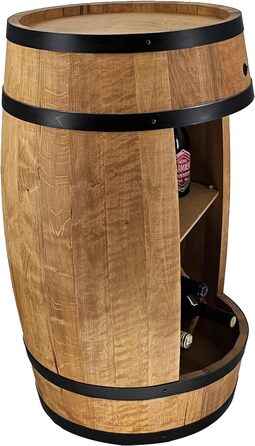 Дерев'яний бочонок-бар Fass від Creative Cooper: полиця для вина з LED підсвічуванням, 80x50 см, рустикальний дизайн, для дому