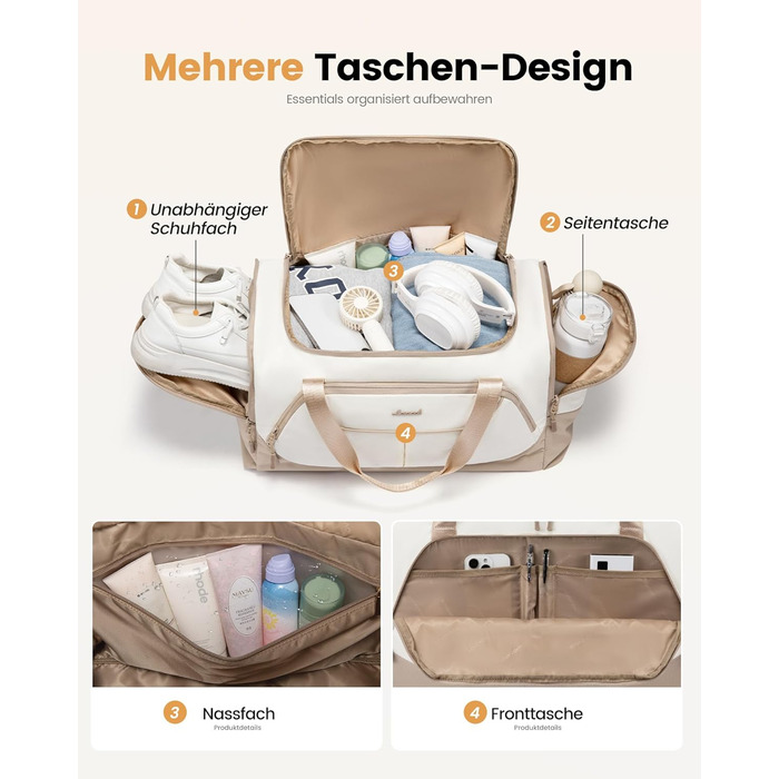 Спортивна сумка LOVEVOOK для жінок, 30л: туристична, для басейну, сауни, гімнастики, подорожей, з відділенням для взуття та мокрих речей, водонепроникна, 45x24x28см