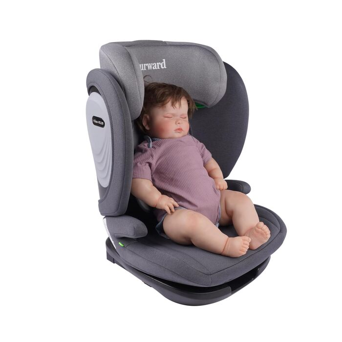 Автокрісло Fourward Baby 360° - ISOFIX, 0+1/2/3, 9-36 кг, 5-точкова система безпеки, сірий колір