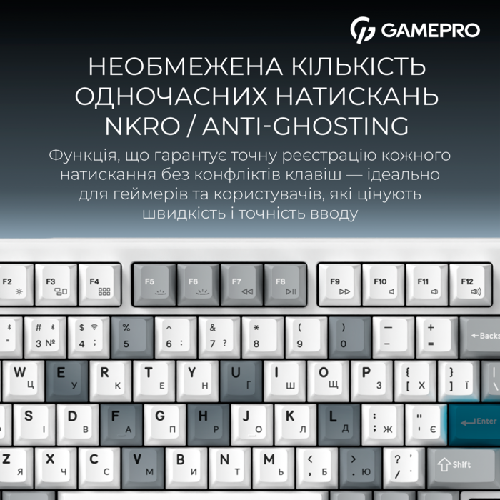 Бездротова механічна клавіатура GamePro Asgard Yord (MK266WH)