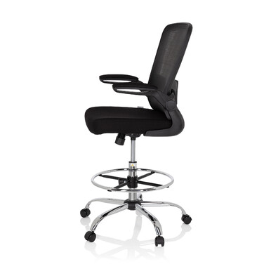 Офісний стілець / табурет VENDO WORK з сітчастою/тканинною оббивкою, чорного кольору, hjh OFFICE