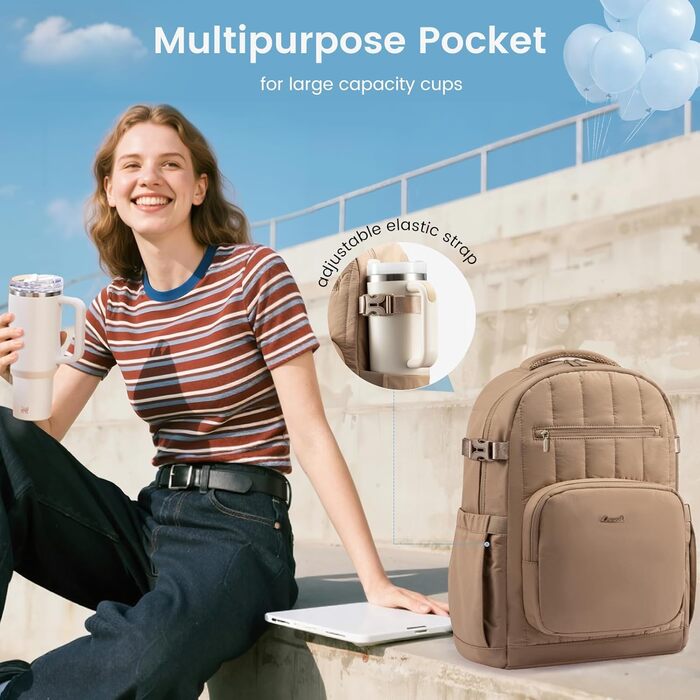 LOVEVOOK Рюкзак для жінок, водонепроникний шкільний рюкзак для підлітків, легкий рюкзак з відділенням для ноутбука (15,6 дюймів, хакі)