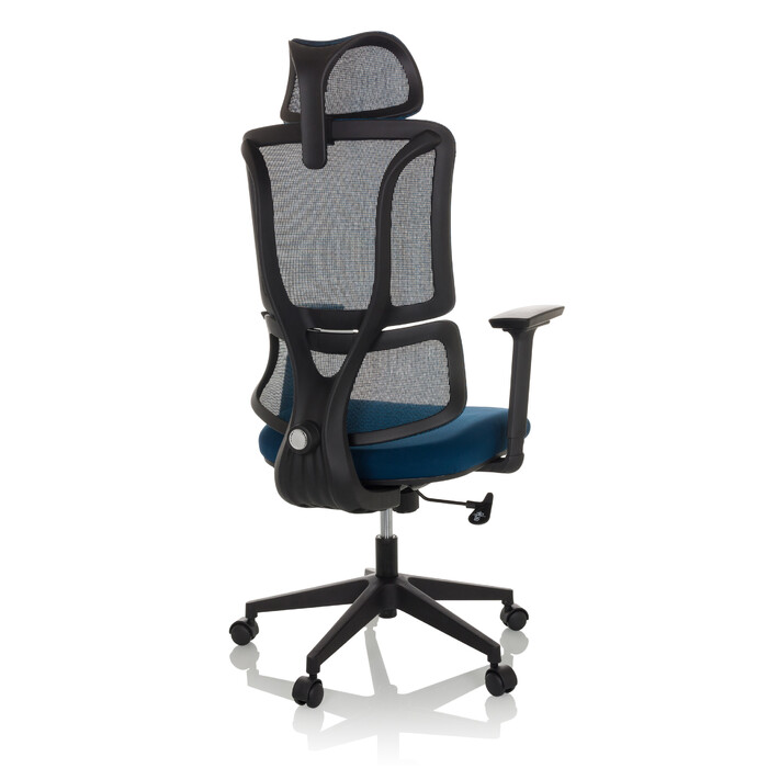 Офісне крісло / Крісло з обертанням ERGOMY, сидіння з тканини / спинка з сітчастої тканини, блакитне, mybuero