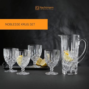 Набір скляного посуду Nachtmann Noblesse (1 кріг + 4 склянки), 1190 мл, кришталеве скло, Made in Germany