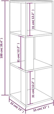 Кутова полиця 5 відділень Стояча полиця Книжкова шафа Настінна полиця Перегородка кімнати Полиця Офісна полиця Декоративна полиця для зберігання 33x33x164.5 см Інженерна деревина (33 x 33 x 100 см, копчений дуб)