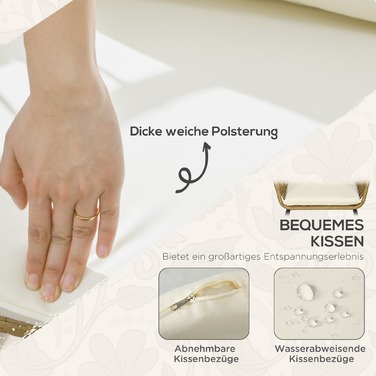 Набір садово-розслаблювальних меблів з ротангу, Lounge-Set, набір для відпочинку на відкритому повітрі, у стилі бохо, 5-ти частинний, розміри 145 x 70 x 78 см, кремовий + натуральний + чорний