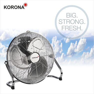 Підлоговий вентилятор Korona 81003 70 Вт Діаметр 35 см 3 режими швидкості Нахилена головка вентилятора Хромований корпус, Chrome