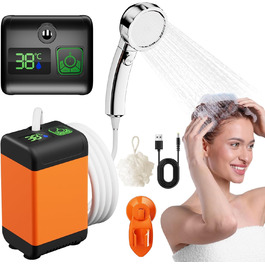 Портативна душова кабіна для кемпінгу з акумулятором 7600mAh, з насосом, дисплеєм та 2-метровим шлангом. Мобільний душ для подорожей, саду та миття авто.