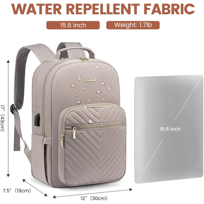 LOVEVOOK Рюкзак для жінок, великий, 15.6 дюймів, для ноутбука, водонепроникний, шкільний, для дівчаток, підлітків, чорний, елегантний, для роботи, для школи, університету, подорожей (15.6 дюймів, Taro-сірий)
